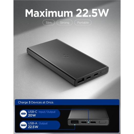 Baterie externa Spigen Essential 10000mAh 22.5W, neagra (Spigen, Ingredi) by www.silkase.ro Baterie externa Spigen Essential 10000mAh 22.5W, neagra (Baterii Externe, ABA09431) by www.silkase.ro