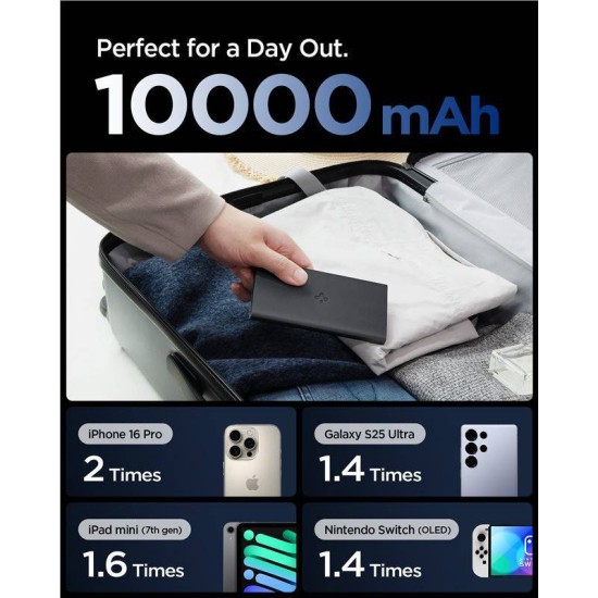 Baterie externa Spigen Essential 10000mAh 22.5W, neagra (Spigen, Ingredi) by www.silkase.ro Baterie externa Spigen Essential 10000mAh 22.5W, neagra (Baterii Externe, ABA09431) by www.silkase.ro
