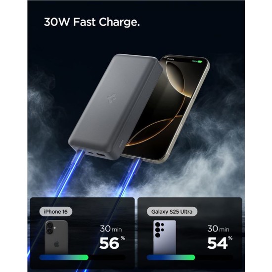 Baterie externa Spigen Essential 30000mAh 30W, gri (Spigen, Ingredi) by www.silkase.ro Baterie externa Spigen Essential 30000mAh 30W, gri (Baterii Externe, ABA09436) by www.silkase.ro