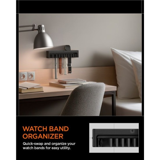 Organizator Curele Apple Watch Spigen S341, Negru (Ingredi, AMP09445) by www.silkase.ro