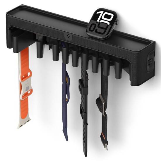 Organizator Curele Apple Watch Spigen S341, Negru (Ingredi, AMP09445) by www.silkase.ro