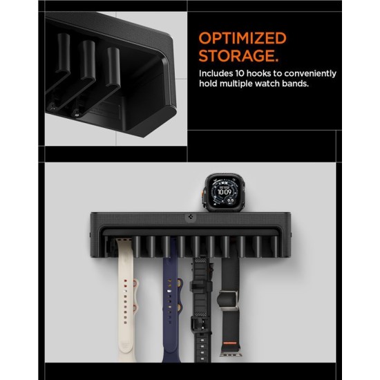 Organizator Curele Apple Watch Spigen S341, Negru (Ingredi, AMP09445) by www.silkase.ro