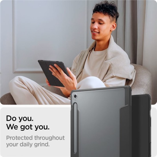 Husa tableta Spigen Ultra Hybrid Pro pentru Samsung Galaxy Tab S10 FE Plus, negru-transparent (Ingredi, ACS09446) by www.silkase.ro
