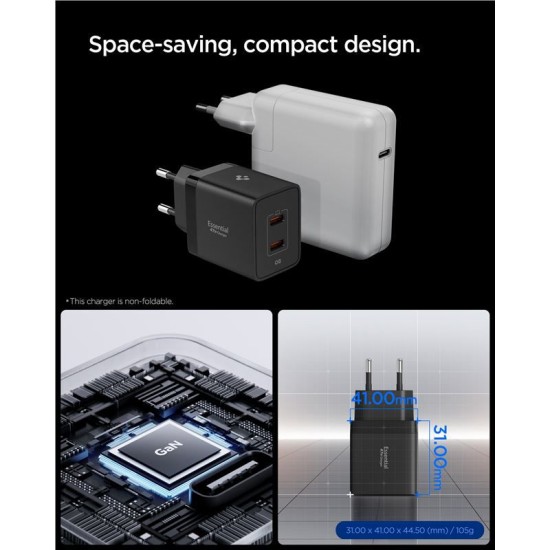Incarcator de retea Spigen Essential 47W, negru (Incarcatoare, ACH09457) by www.silkase.ro