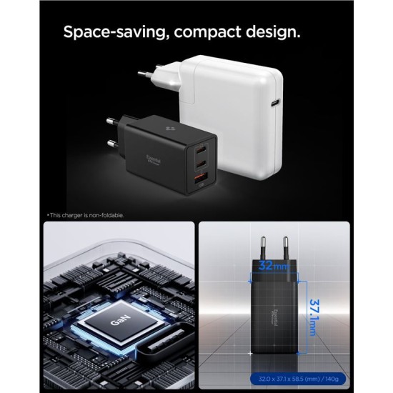Incarcator de retea Spigen Essential 67W, negru (Spigen, Ingredi) by www.silkase.ro Incarcator de retea Spigen Essential 67W, negru (Incarcatoare, ACH09458) by www.silkase.ro