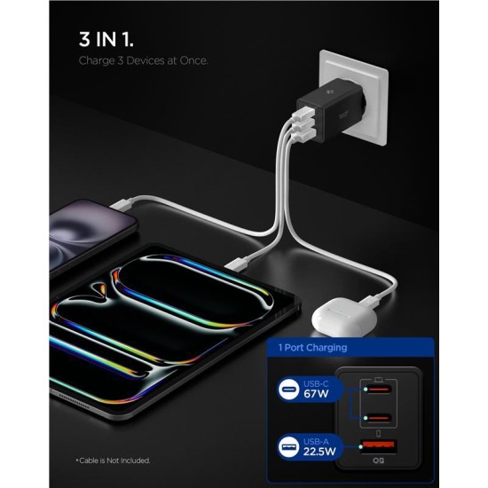 Incarcator de retea Spigen Essential 67W, negru (Spigen, Ingredi) by www.silkase.ro Incarcator de retea Spigen Essential 67W, negru (Incarcatoare, ACH09458) by www.silkase.ro