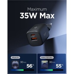 Încărcător de rețea Spigen Essential 35W EE352EU, Tehnologie Dual Port, Fast Charging, Negru Încărcător de rețea Spigen Essential 35W EE352EU, Tehnologie Dual Port, Fast Charging, Negru