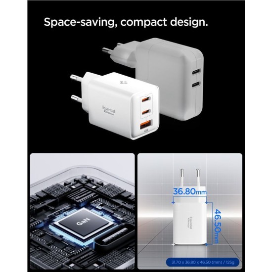Încărcător de Rețea Spigen Essential 47W EE473EU, Dual USB-C, Fast Charging, Alb Încărcător de Rețea Spigen Essential 47W EE473EU, Dual USB-C, Fast Charging, Alb (Genți și Borsete Telefon, ACH09464) by www.silkase.ro
