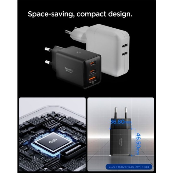 Încărcător de Rețea Spigen Essential 47W EE473EU, Dual USB-C, Negru Încărcător de Rețea Spigen Essential 47W EE473EU, Dual USB-C, Negru (Încărcătoare Rețea, ACH09465) by www.silkase.ro