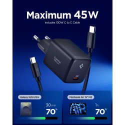 Încărcător de Rețea Spigen Essential 45W EE451EU, Fast Charge, Negru