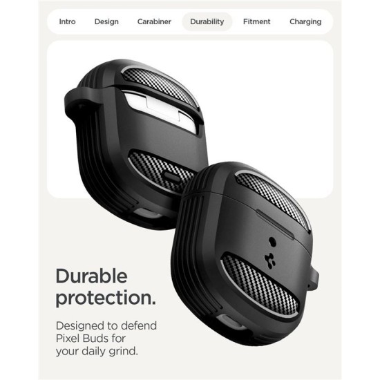 Husa de protectie robusta Spigen Rugged Armor pentru Google Pixel Buds 2a, negru mat (Ingredi, ACS09480) by www.silkase.ro