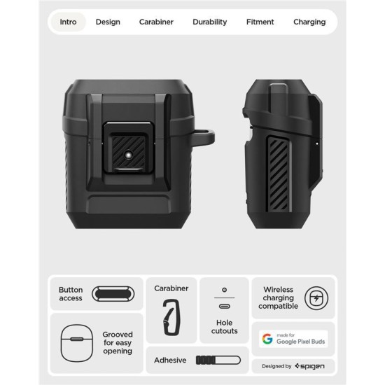 Husa cu sistem de blocare Spigen Lock Fit pentru Google Pixel Buds 2a, negru mat (Spigen, Ingredi) by www.silkase.ro Husa cu sistem de blocare Spigen Lock Fit pentru Google Pixel Buds 2a, negru mat (Ingredi, ACS09481) by www.silkase.ro