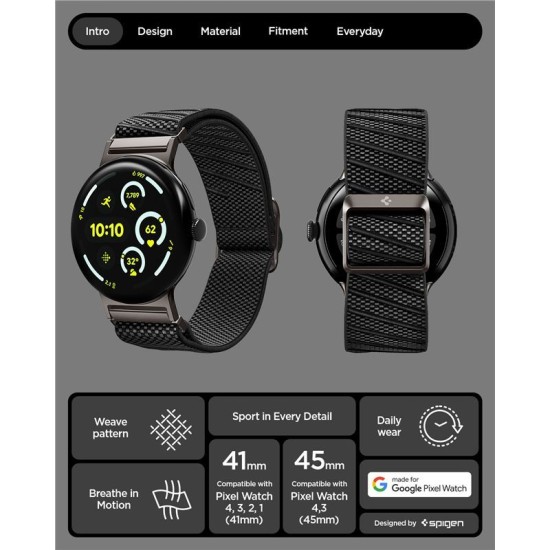 Curea Spigen Lite Fit X pentru Google Pixel Watch 4/3/2/1 41mm, Black (Pixel Watch 3, AMP09482) by www.silkase.ro