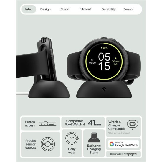 SPIGEN Carcasă Protecție cu Stand Liquid Air Google Pixel Watch 4 (41mm - 1.2 inch), Negru Mat (Pixel Watch 4, ACS09483) by www.silkase.ro