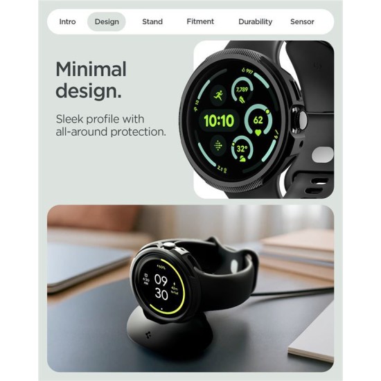 SPIGEN Carcasă Protecție cu Stand Liquid Air Google Pixel Watch 4 (41mm - 1.2 inch), Negru Mat (Pixel Watch 4, ACS09483) by www.silkase.ro