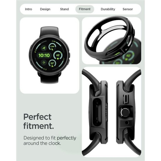 SPIGEN Carcasă Protecție cu Stand Liquid Air Google Pixel Watch 4 (41mm - 1.2 inch), Negru Mat (Pixel Watch 4, ACS09483) by www.silkase.ro