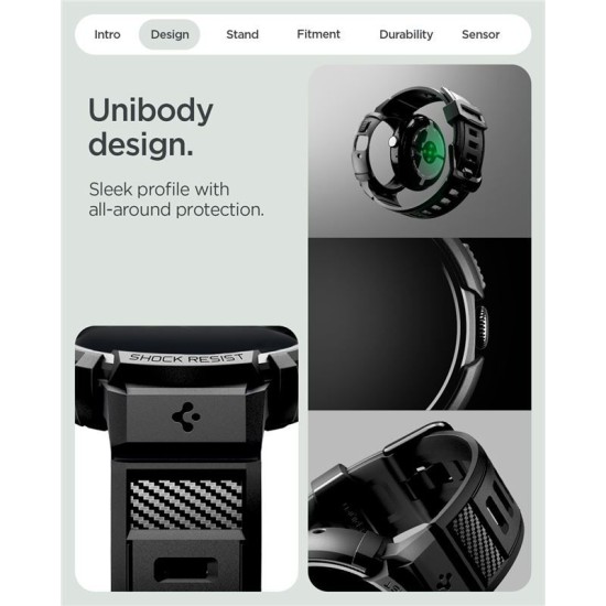 SPIGEN Husă cu Curea și Stand Rugged Armor Pro Google Pixel Watch 4 (41mm - 1.2 inch), Negru Mat (Pixel Watch 4, ACS09484) by www.silkase.ro