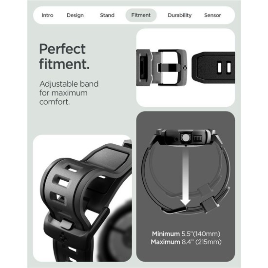 SPIGEN Husă cu Curea și Stand Rugged Armor Pro Google Pixel Watch 4 (41mm - 1.2 inch), Negru Mat (Pixel Watch 4, ACS09484) by www.silkase.ro