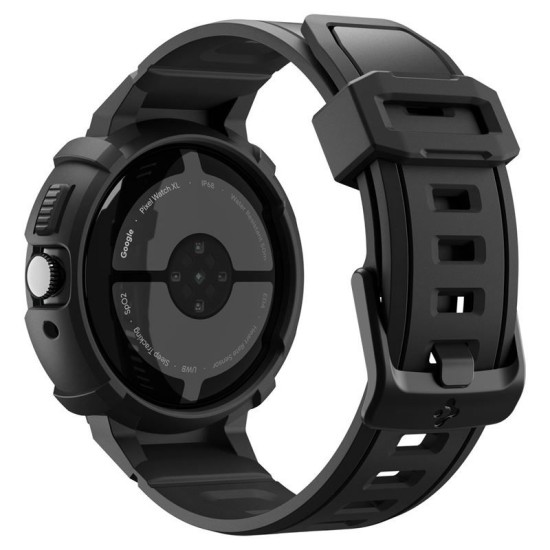 SPIGEN Husă cu Curea și Stand Rugged Armor Pro Google Pixel Watch 4 (41mm - 1.2 inch), Negru Mat (Pixel Watch 4, ACS09484) by www.silkase.ro