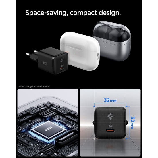 Incarcator de Retea Spigen Essential 30W Fast Charging, EE301EU, Negru (Încărcătoare Rețea, ACH09493) by www.silkase.ro