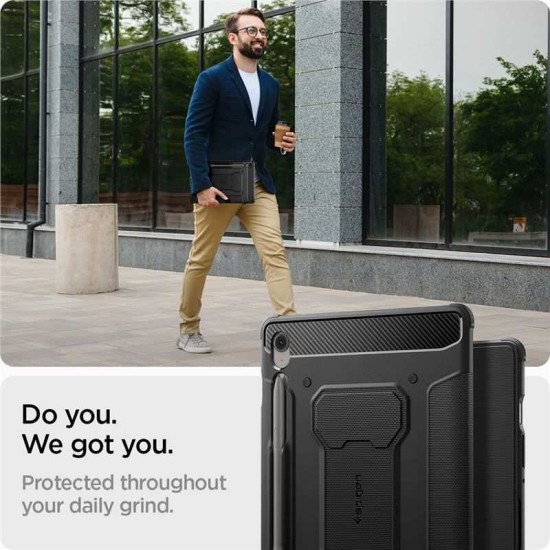 Husa tableta Spigen Rugged Armor Pro pentru Samsung Galaxy Tab S10 FE / Tab S9, negru (Ingredi, ACS09380) by www.silkase.ro