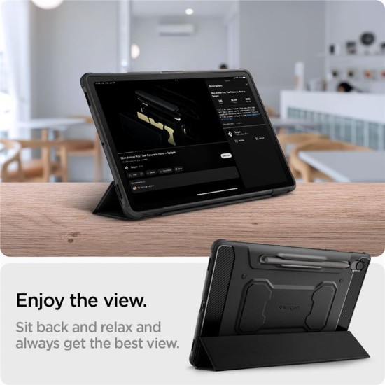 Husa tableta Spigen Rugged Armor Pro pentru Samsung Galaxy Tab S10 FE / Tab S9, negru (Ingredi, ACS09380) by www.silkase.ro