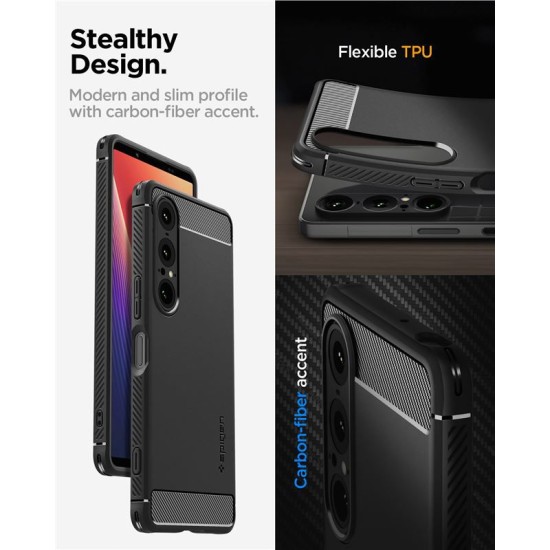 Husa telefon Spigen Rugged Armor, protectie TPU, negru mat, pentru Sony Xperia 1 VII (Spigen, Xperia 1 VII) by www.silkase.ro Husa telefon Spigen Rugged Armor, protectie TPU, negru mat, pentru Sony Xperia 1 VII (Xperia 1 VII, ACS09591) by www.silkase.ro