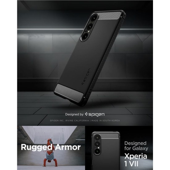 Husa telefon Spigen Rugged Armor, protectie TPU, negru mat, pentru Sony Xperia 1 VII (Spigen, Xperia 1 VII) by www.silkase.ro Husa telefon Spigen Rugged Armor, protectie TPU, negru mat, pentru Sony Xperia 1 VII (Xperia 1 VII, ACS09591) by www.silkase.ro