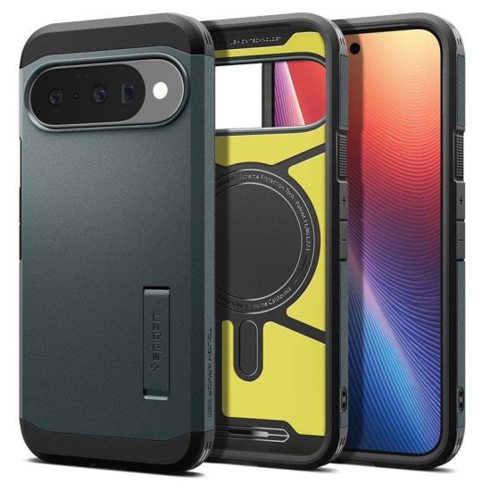 Husa Spigen Tough Armor MagSafe pentru Google Pixel 10 Pro/Pixel 10, verde abyss (Pixel 10 Pro, ACS09707) by www.silkase.ro