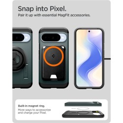 Husa Spigen Tough Armor MagSafe pentru Google Pixel 10 Pro/Pixel 10, verde abyss