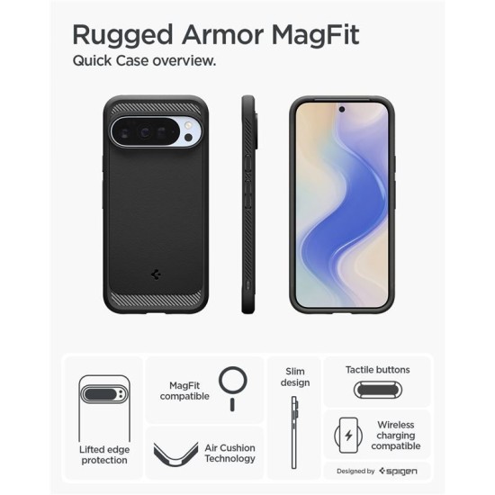 Husa Spigen Rugged Armor MagSafe pentru Google Pixel 10 Pro XL, negru mat (Pixel 10 Pro XL, ACS09721) by www.silkase.ro