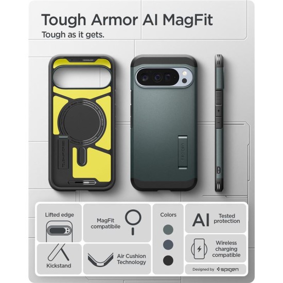 Husa Spigen Tough Armor MagSafe pentru Google Pixel 10 Pro XL, verde abyss (Pixel 10 Pro XL, ACS09730) by www.silkase.ro
