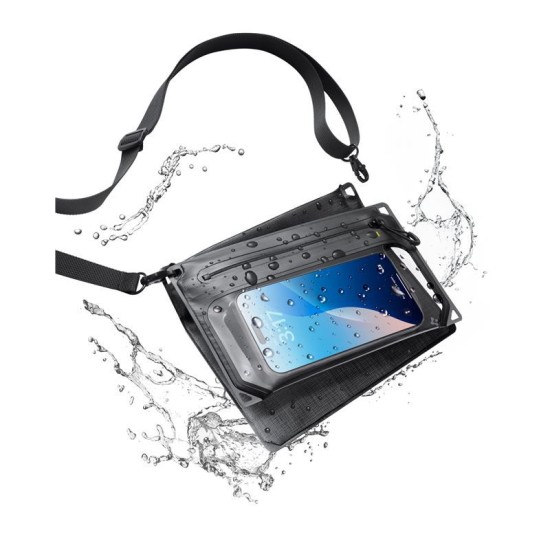 Husa impermeabila dubla tip borseta Spigen Aqua Shield A640, neagra (Ingredi, AMP09746) by www.silkase.ro