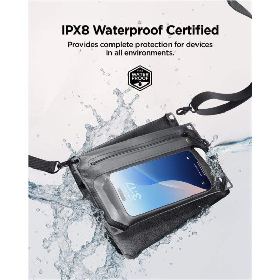 Husa impermeabila dubla tip borseta Spigen Aqua Shield A640, neagra (Ingredi, AMP09746) by www.silkase.ro