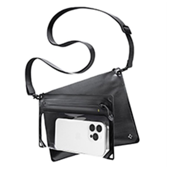 Husa impermeabila dubla tip borseta Spigen Aqua Shield A640, neagra (Ingredi, AMP09746) by www.silkase.ro