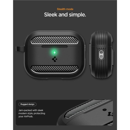 Husa de protectie robusta Spigen Rugged Armor pentru AirPods Pro 3, negru mat (Spigen, Ingredi) by www.silkase.ro Husa de protectie robusta Spigen Rugged Armor pentru AirPods Pro 3, negru mat (Pro 3, ACS09822) by www.silkase.ro