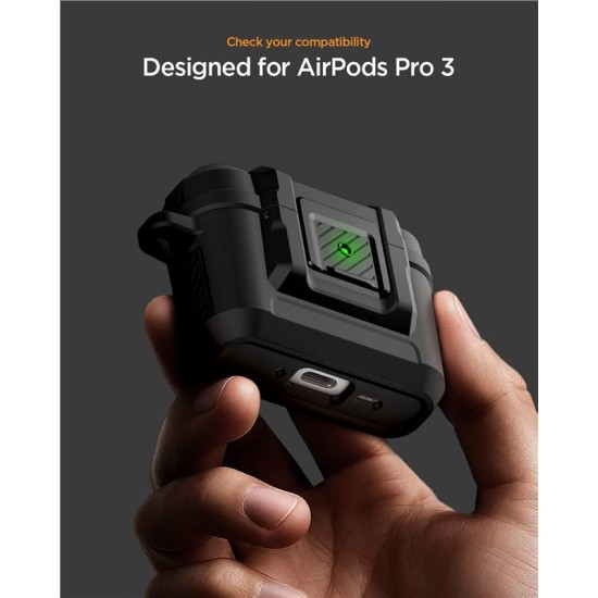 Husa cu sistem de blocare Spigen Lock Fit pentru AirPods Pro 3, negru mat (Spigen, Ingredi) by www.silkase.ro Husa cu sistem de blocare Spigen Lock Fit pentru AirPods Pro 3, negru mat (Pro 3, ACS09825) by www.silkase.ro