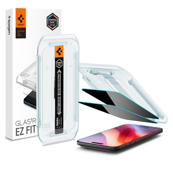 Set 2 folii de protectie Privacy Spigen Glas.tR EZ Fit pentru iPhone Air (iPhone Air, AGL09862) by www.silkase.ro