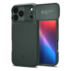 Husa cu protectie camera Spigen Optik Armor MagSafe pentru iPhone 17 Pro Max, verde abis