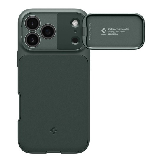 Husa cu protectie camera Spigen Optik Armor MagSafe pentru iPhone 17 Pro Max, verde abis (iPhone 17 Pro Max, ACS09901) by www.silkase.ro