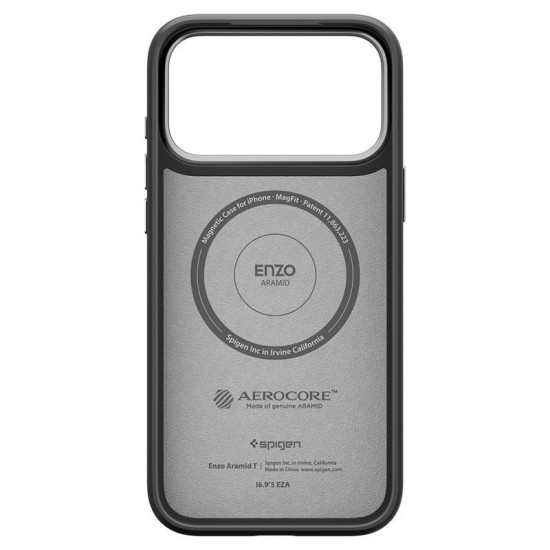 Husa premium din fibra de aramida Spigen Enzo Aramid T pentru iPhone 17 Pro Max, negru argintiu (iPhone 17 Pro Max, ACS09905) by www.silkase.ro