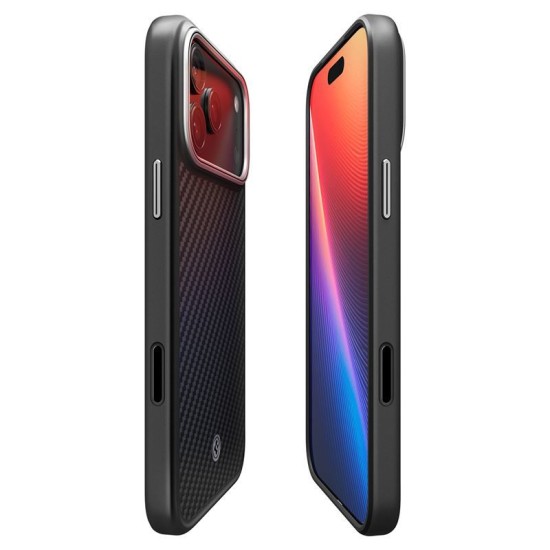 Husa premium din fibra de aramida Spigen Enzo Aramid T pentru iPhone 17 Pro Max, negru argintiu (iPhone 17 Pro Max, ACS09905) by www.silkase.ro