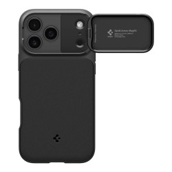 Husa cu protectie camera Spigen Optik Armor MagSafe pentru iPhone 17 Pro, neagra Husa cu protectie camera Spigen Optik Armor MagSafe pentru iPhone 17 Pro, neagra
