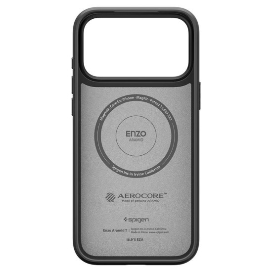 Husa premium din fibra de aramida Spigen Enzo Aramid T pentru iPhone 17 Pro, neagra (iPhone 17 Pro, ACS09959) by www.silkase.ro