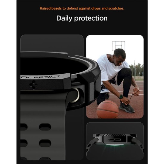 Carcasa de protectie Spigen Rugged Armor pentru Samsung Galaxy Watch 8 40mm, negru mat (Spigen, Ingredi) by www.silkase.ro SPIGEN Carcasă Protecție Rugged Armor Samsung Galaxy Watch 8 (40mm - 1.3 inch), Negru Mat (Ingredi, ACS10004) by www.silkase.ro