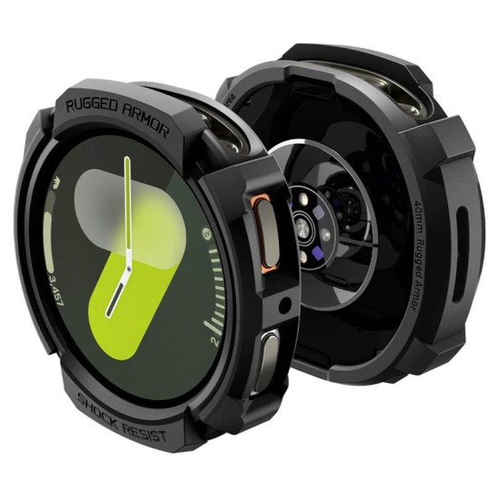 Carcasa de protectie Spigen Rugged Armor pentru Samsung Galaxy Watch 8 40mm, negru mat (Spigen, Ingredi) by www.silkase.ro SPIGEN Carcasă Protecție Rugged Armor Samsung Galaxy Watch 8 (40mm - 1.3 inch), Negru Mat (Ingredi, ACS10004) by www.silkase.ro