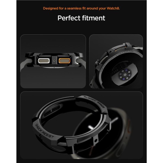 Carcasa de protectie Spigen Rugged Armor pentru Samsung Galaxy Watch 8 44mm, negru mat (Spigen, Ingredi) by www.silkase.ro SPIGEN Carcasă Protecție Rugged Armor Samsung Galaxy Watch 8 (44mm - 1.4 inch), Negru Mat (Ingredi, ACS10006) by www.silkase.ro
