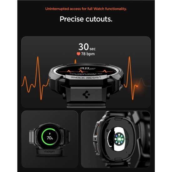 SPIGEN Husă cu Curea Rugged Armor Pro Samsung Galaxy Watch 8 (44mm - 1.4 inch), Negru Mat (Curele Ceas, ACS10007) by www.silkase.ro
