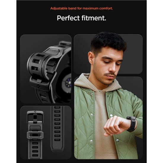 SPIGEN Husă cu Curea Rugged Armor Pro Samsung Galaxy Watch 8 (44mm - 1.4 inch), Negru Mat (Curele Ceas, ACS10007) by www.silkase.ro