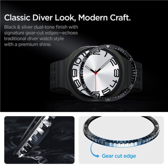 SPIGEN Inel Protecție Bezel Tune Diver Samsung Galaxy Watch 8 (44mm - 1.4 inch), Negru (Ingredi, ACS10008) by www.silkase.ro